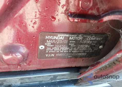 2001 Hyundai Santa Fe 2.7L V6 Gls/2.7L V6 Lx z USA, uszkodzony, nr VIN KM8SC83D41U080101